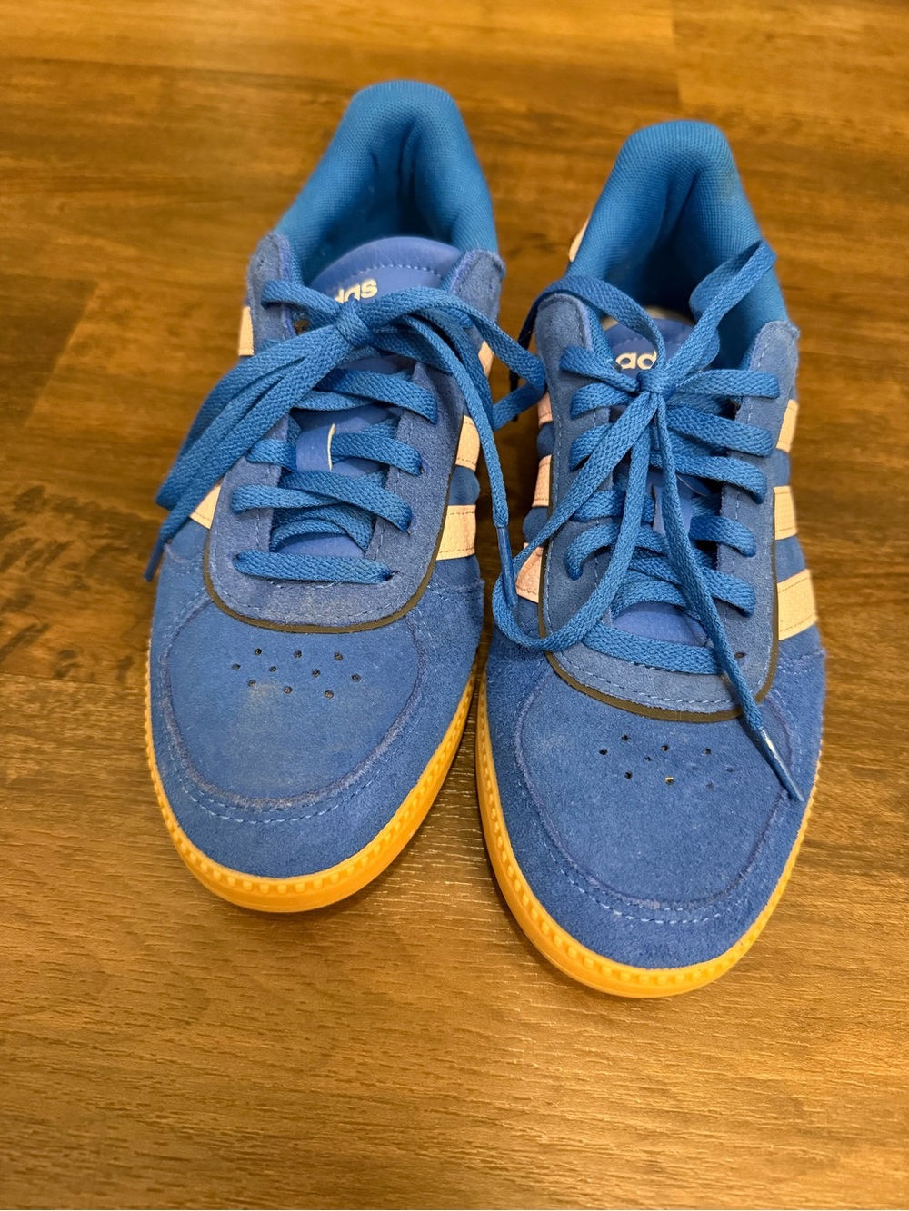 Adidas' Blue Suede Sneakers with Gum Sole